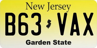 NJ license plate B63VAX