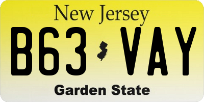 NJ license plate B63VAY