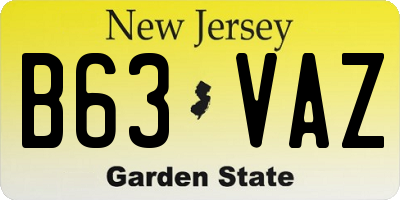 NJ license plate B63VAZ