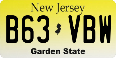 NJ license plate B63VBW