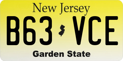 NJ license plate B63VCE