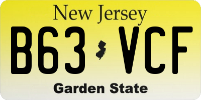 NJ license plate B63VCF