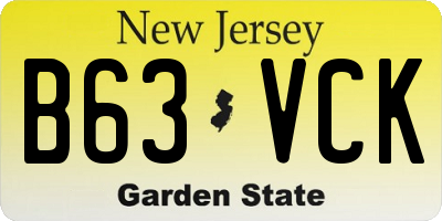 NJ license plate B63VCK