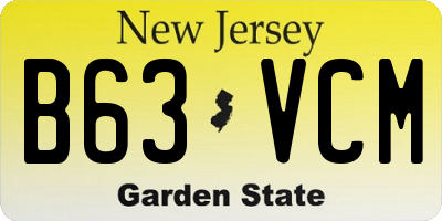 NJ license plate B63VCM