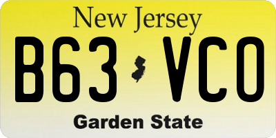 NJ license plate B63VCO