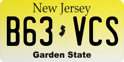 NJ license plate B63VCS
