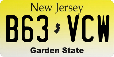 NJ license plate B63VCW