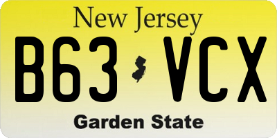 NJ license plate B63VCX