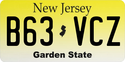 NJ license plate B63VCZ