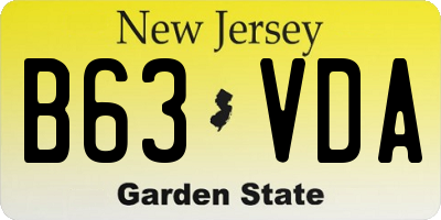 NJ license plate B63VDA