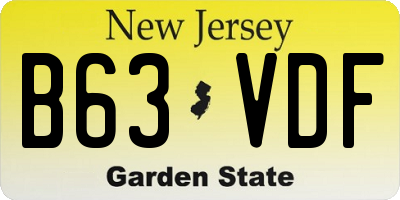 NJ license plate B63VDF