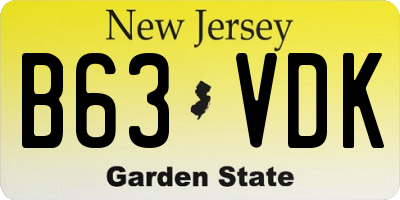 NJ license plate B63VDK