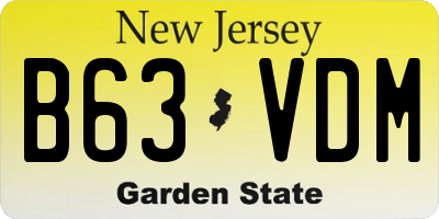 NJ license plate B63VDM