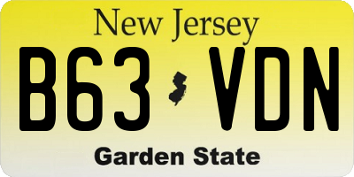 NJ license plate B63VDN