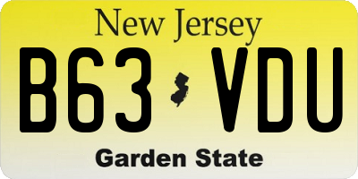 NJ license plate B63VDU