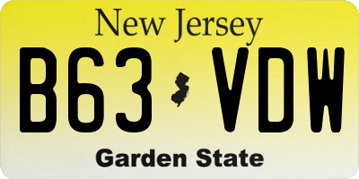 NJ license plate B63VDW