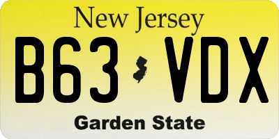 NJ license plate B63VDX