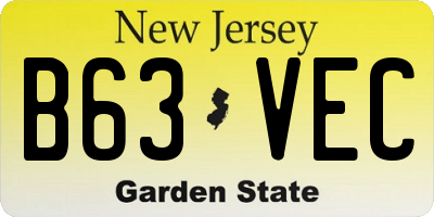 NJ license plate B63VEC