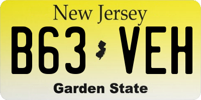 NJ license plate B63VEH