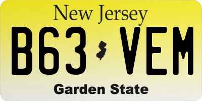 NJ license plate B63VEM