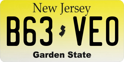 NJ license plate B63VEO