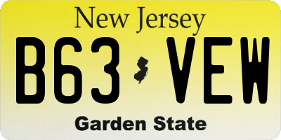 NJ license plate B63VEW