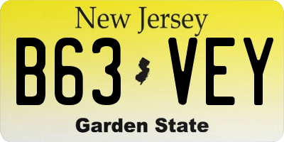 NJ license plate B63VEY