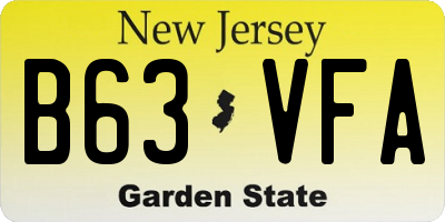 NJ license plate B63VFA