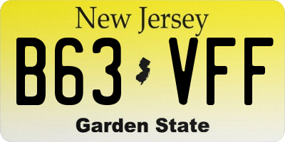 NJ license plate B63VFF