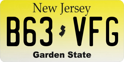 NJ license plate B63VFG
