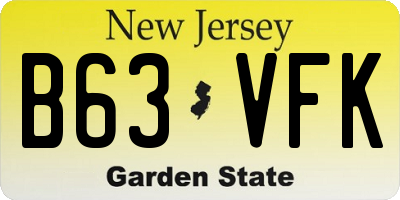 NJ license plate B63VFK