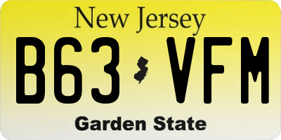 NJ license plate B63VFM