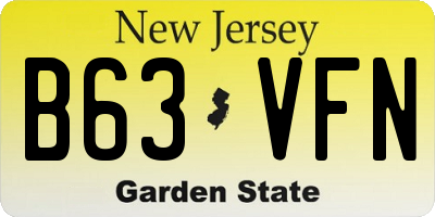 NJ license plate B63VFN