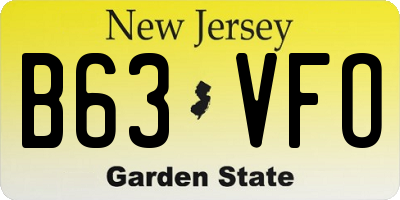 NJ license plate B63VFO