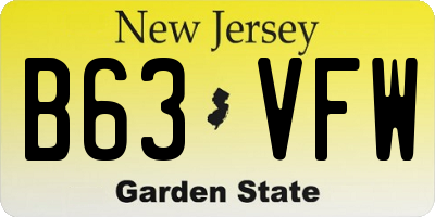NJ license plate B63VFW
