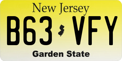 NJ license plate B63VFY