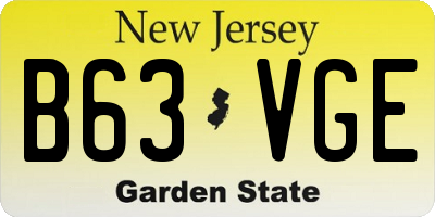 NJ license plate B63VGE
