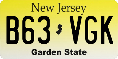 NJ license plate B63VGK