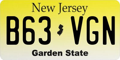 NJ license plate B63VGN