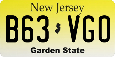 NJ license plate B63VGO