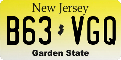 NJ license plate B63VGQ