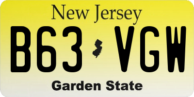 NJ license plate B63VGW