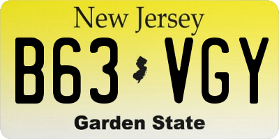 NJ license plate B63VGY