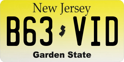 NJ license plate B63VID