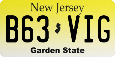 NJ license plate B63VIG