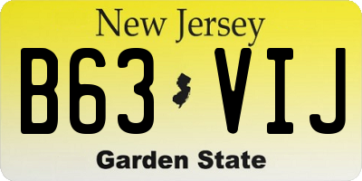 NJ license plate B63VIJ