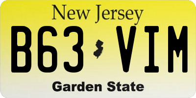NJ license plate B63VIM