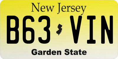 NJ license plate B63VIN