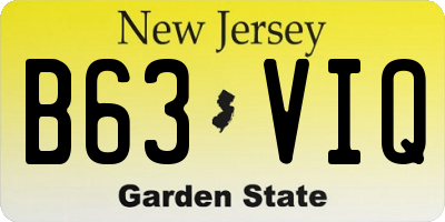 NJ license plate B63VIQ