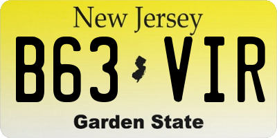 NJ license plate B63VIR